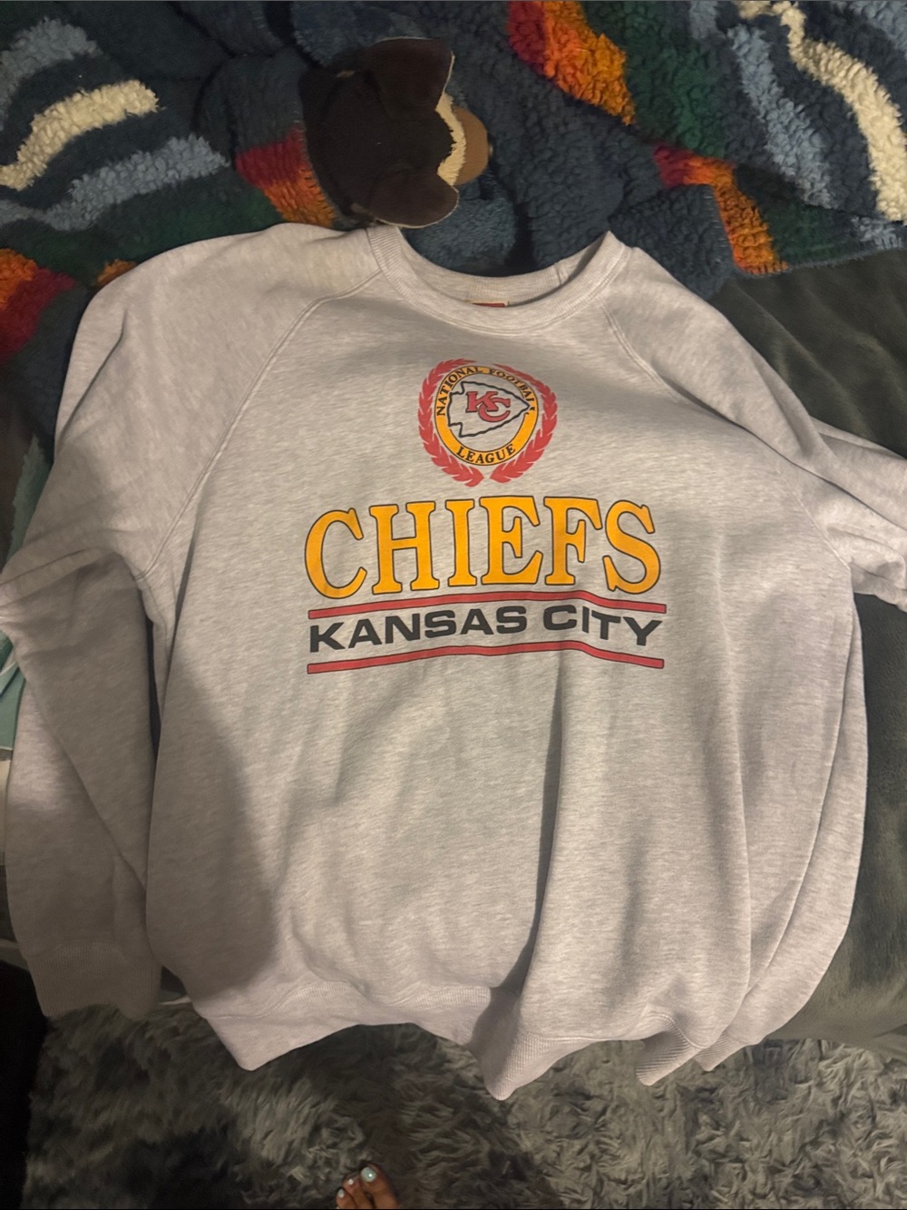 HOMAGE Kansas City Chiefs Gray Crewneck Sweatshirt with Yellow & Red Logo